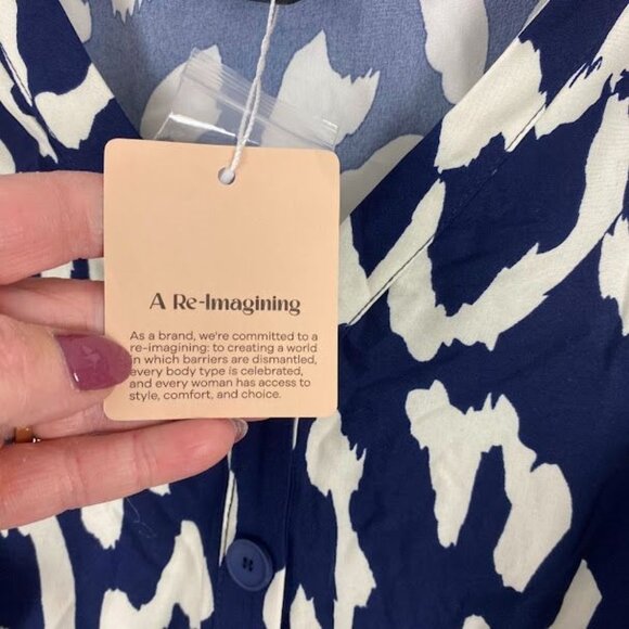 Bloom Chic NWT Notched Leopard Print Navy Cap Ruffle Sleeve Dress 14/16 - Picture 16 of 16